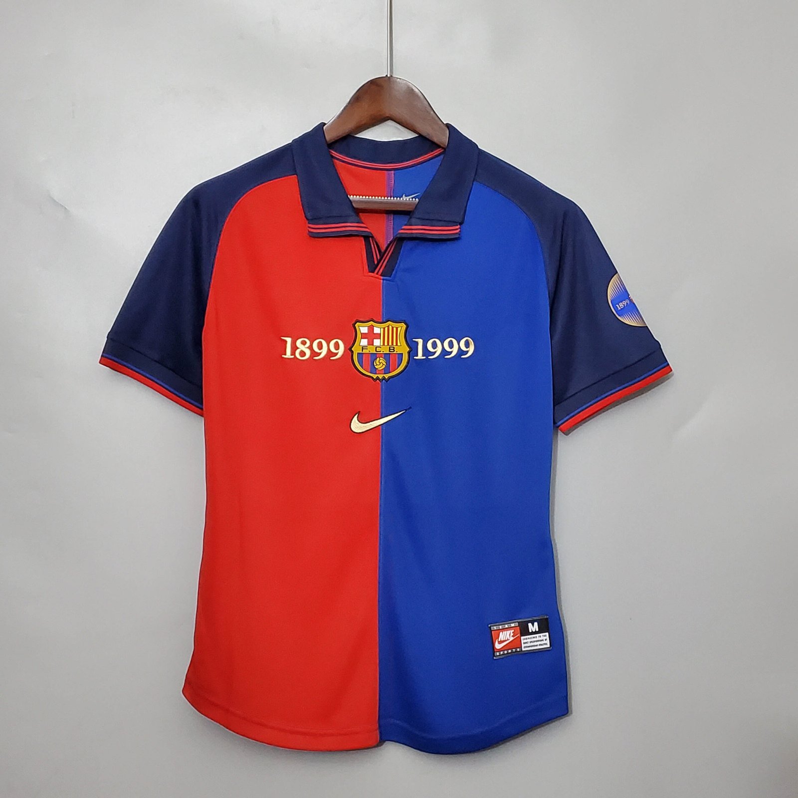 1dfdf6a5a6cfa7ae3668ee1acad0c401 1999/2000 Retro Barcelona Home 100th Anniversary Version Football Shirt 1:1 Thai Quality - Image 1