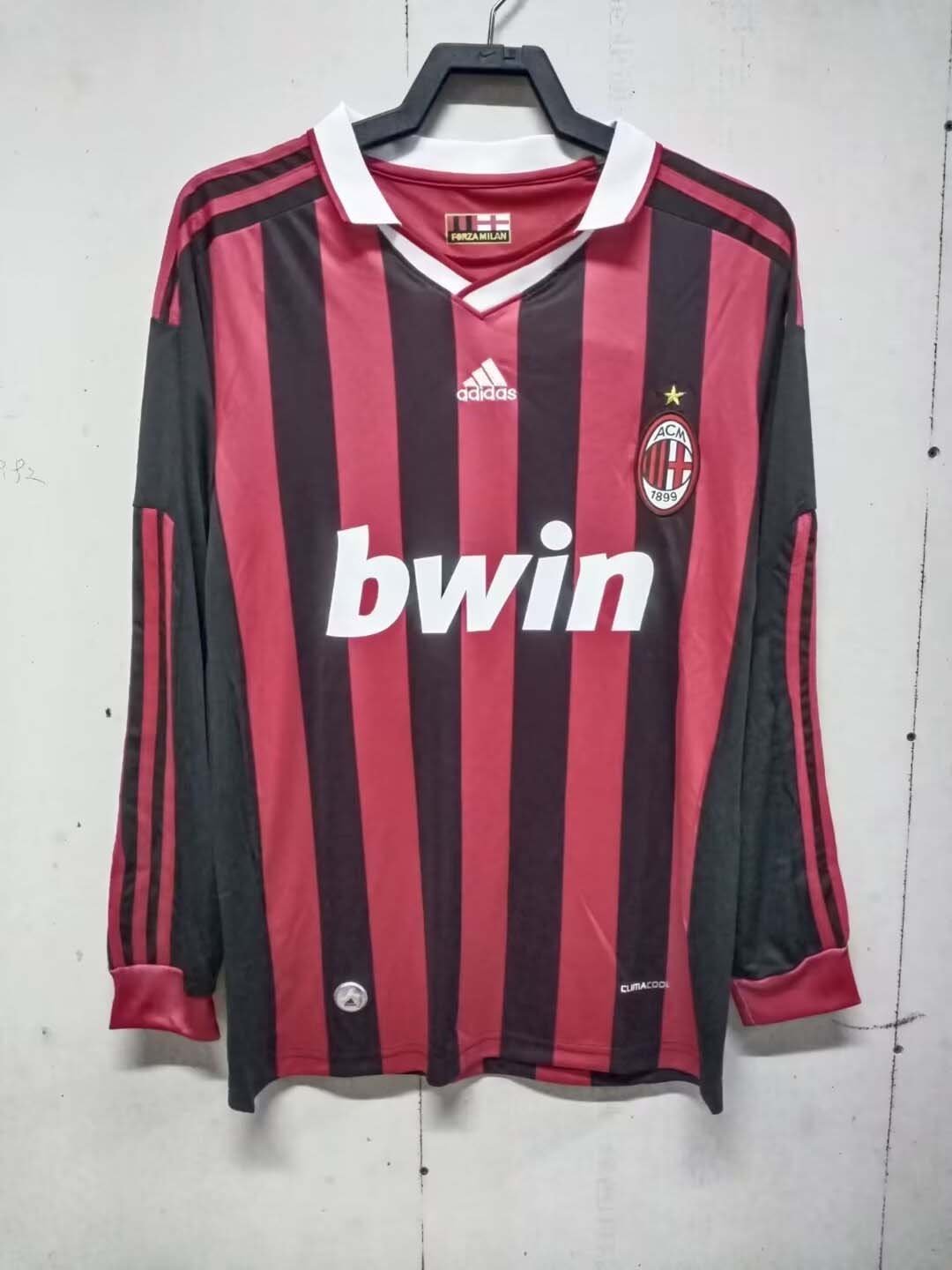 20ba1174acd27023a2987bb1872dc482-1 2009/2010 Retro Long Sleeve AC Milan Home Football Shirt 1:1 Thai Quality - Image 1