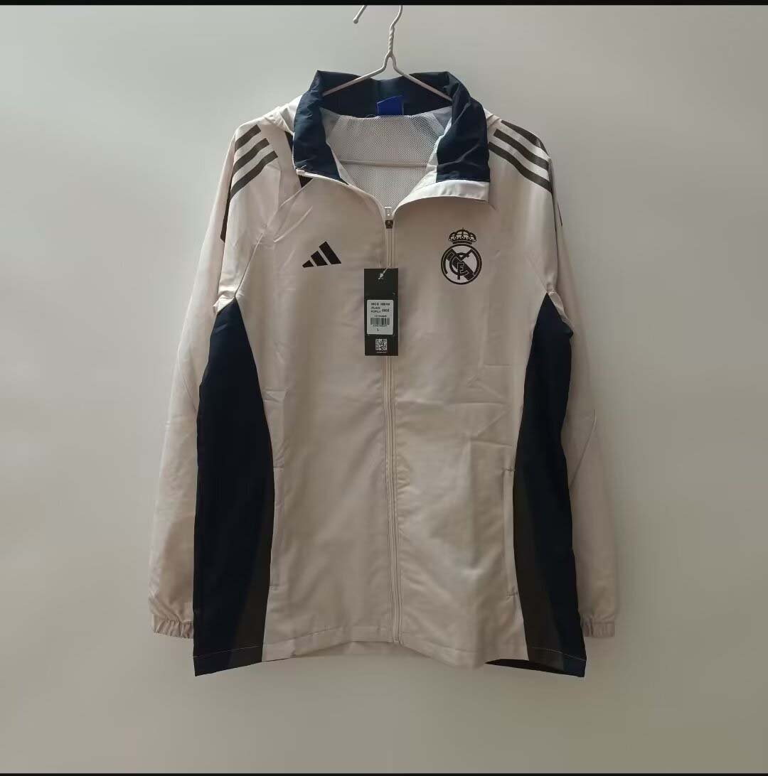 23d45972ab0e547b95d26c2bfd2c24b8 2024/2025 Real Madrid Windbreaker Off white Soccer Jersey 1:1 Thai Quality - Image 1