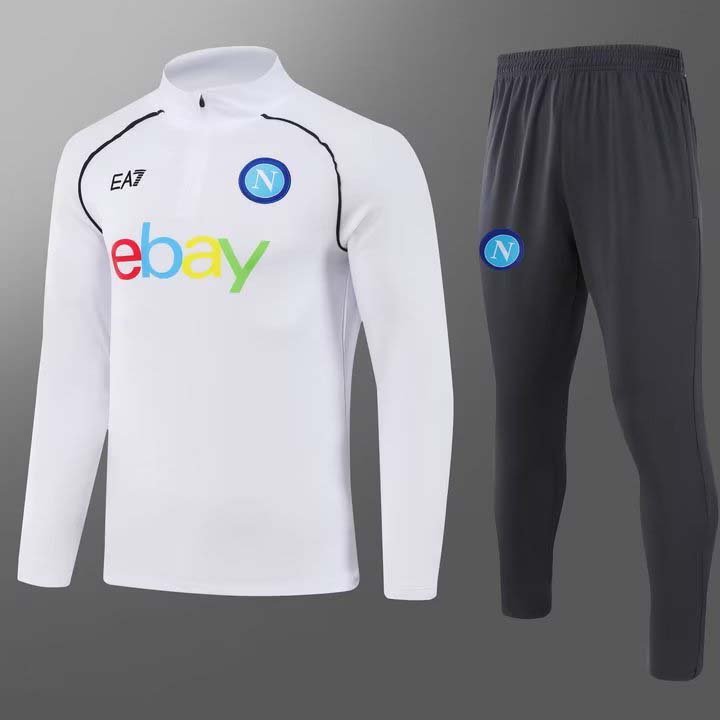 27c5c1d004fe2572162f08bc4484589c 2023-2024 Napoli Half-Pull Training Suit White Football Shirt 1:1 Thai Quality Set - Image 1