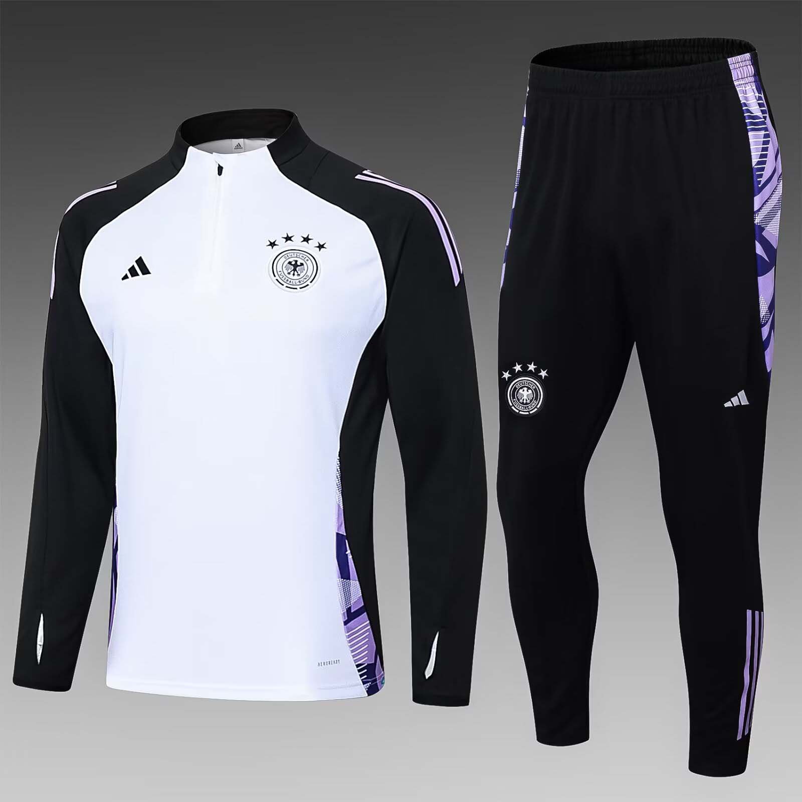 2bacda8788f67797d33cccc098ac569e 2024 Germany Half-Pull Training Suit White Jersey Set - Image 1