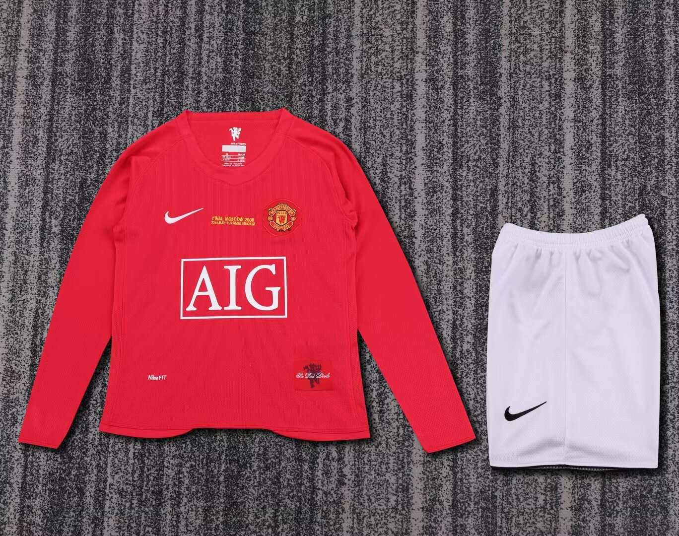 44396d50372b04b492eb3d2d7bbfe9b0-1 2007/2008 Retro Long Sleeve Manchester United Home Football Shirt 1:1 Thai Quality Kids Size - Image 1