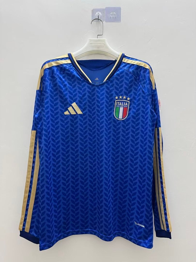 44579ddc 2026-2027 Italy Home Blue Long Sleeve Soccer Jersey AAA - Image 1