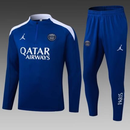 2025/2026 Psg Paris Saint-Germain Half-Pull Training Suit Blue Football Shirt 1:1 Thai Quality Set