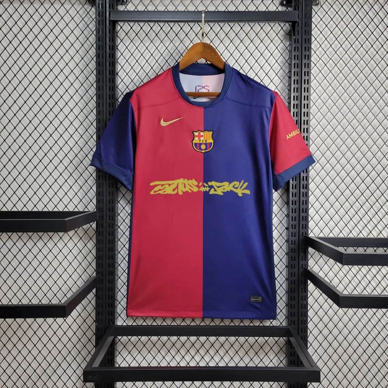 4bba2e4cd1b73a66c70d24a82dd8b260 2024/2025 Barcelona Home Travis Scott Joint Edition Football Shirt 1:1 Thai Quality - Image 1