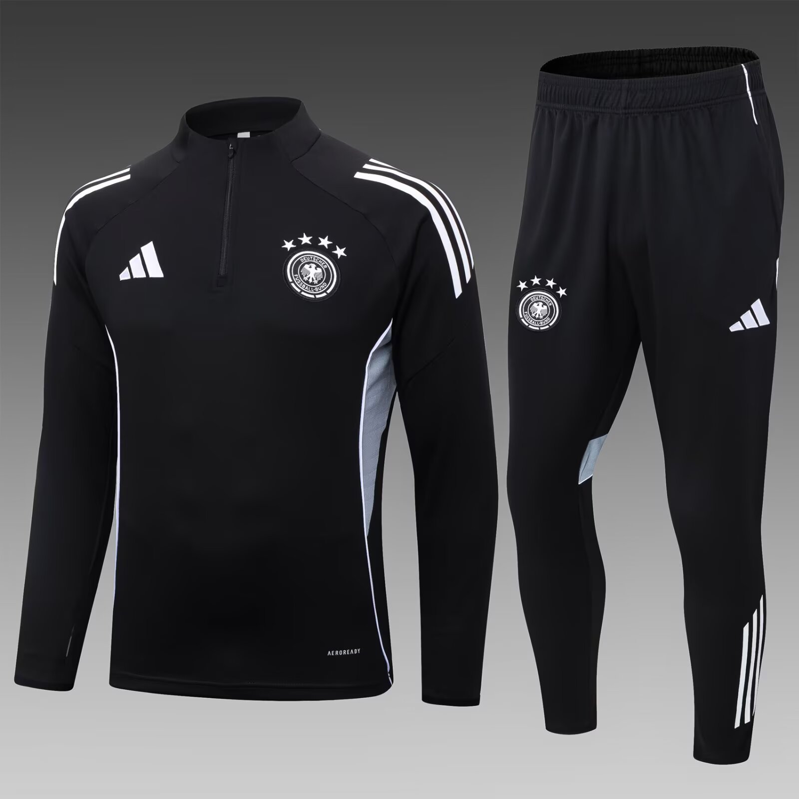 5314d4fc18af58ecc2ffcbf5753398e2 2025 Germany Half-Pull Training Suit Black Jersey Set - Image 1