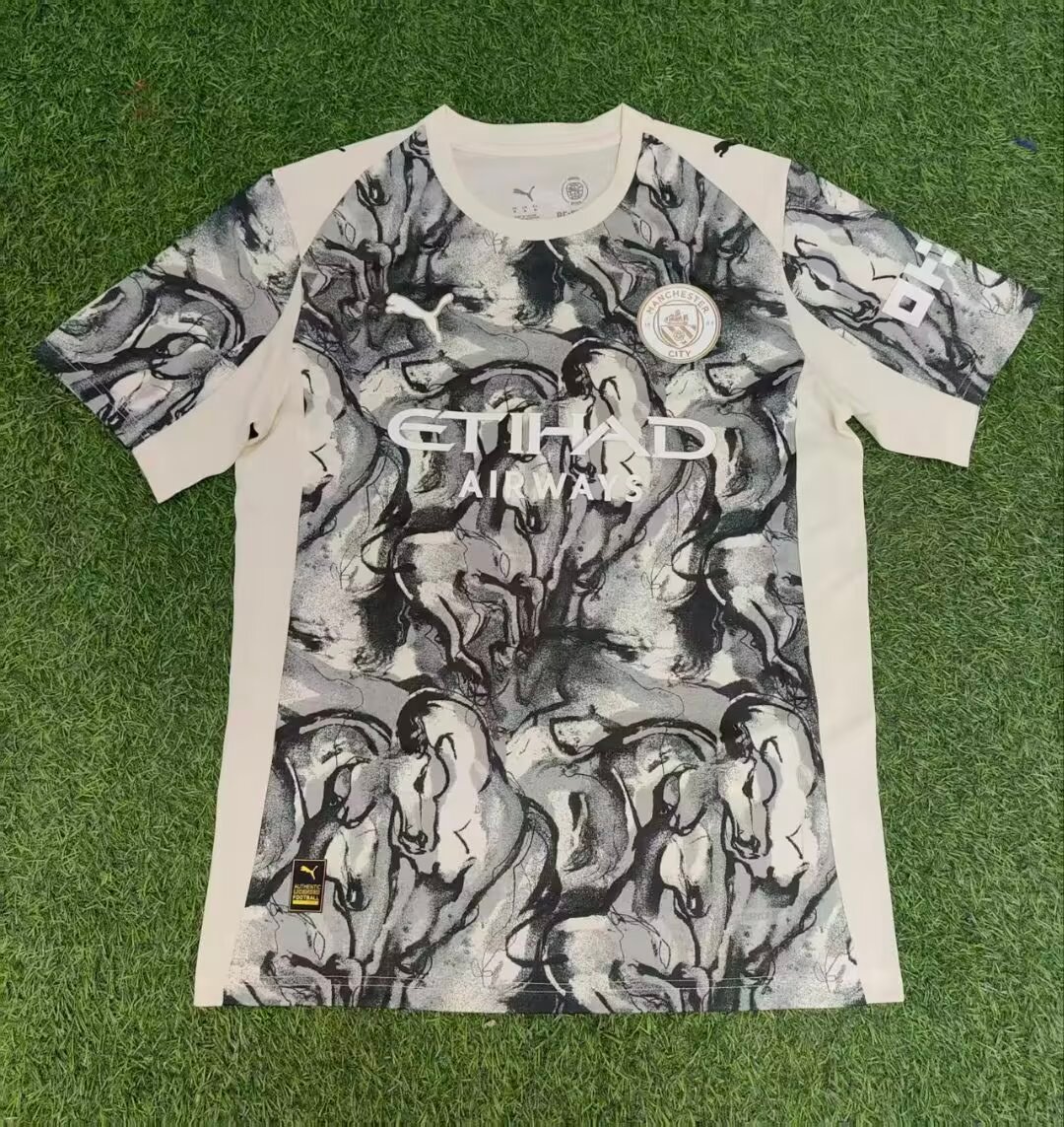 539705eb43e00eb715a9c7a8d217efcd 2025/2026 Manchester City Year of The Horse Special Edition Grey Football Shirt 1:1 Thai Quality - Image 1