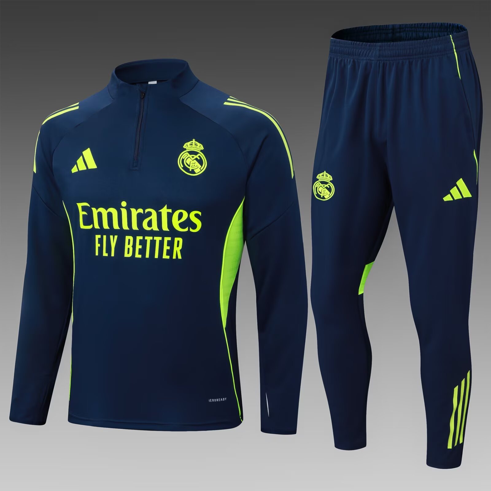 59499b877b566e0d2ecbc2bc02dddc52 2025/2026 Real Madrid Half-Pull Training Suit Royal Blue Football Shirt 1:1 Thai Quality Set - Image 1