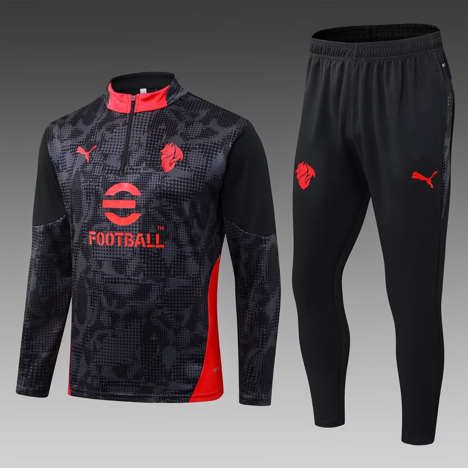 681dd9c0d35749db6bcac8e6e33ac70f 2025/2026 AC Milan Half-Pull Training Suit Black Soccer Jersey 1:1 Thai Quality Set - Image 1