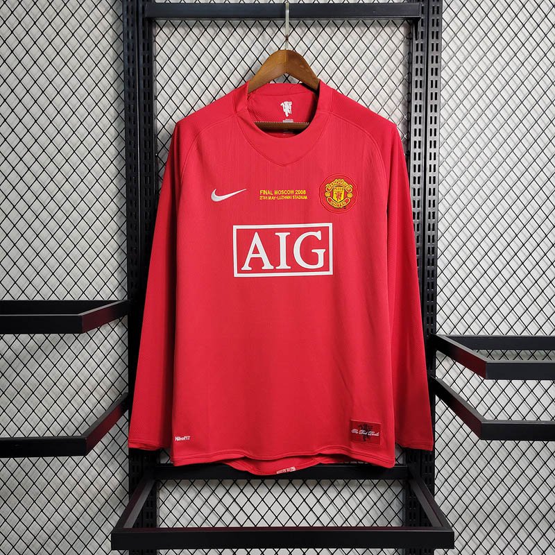 684d3272dba514c1eddf2b452a9575b1-1 2007-2008 Retro Long Sleeve Manchester United Home Football Shirt 1:1 Thai Quality - Image 1