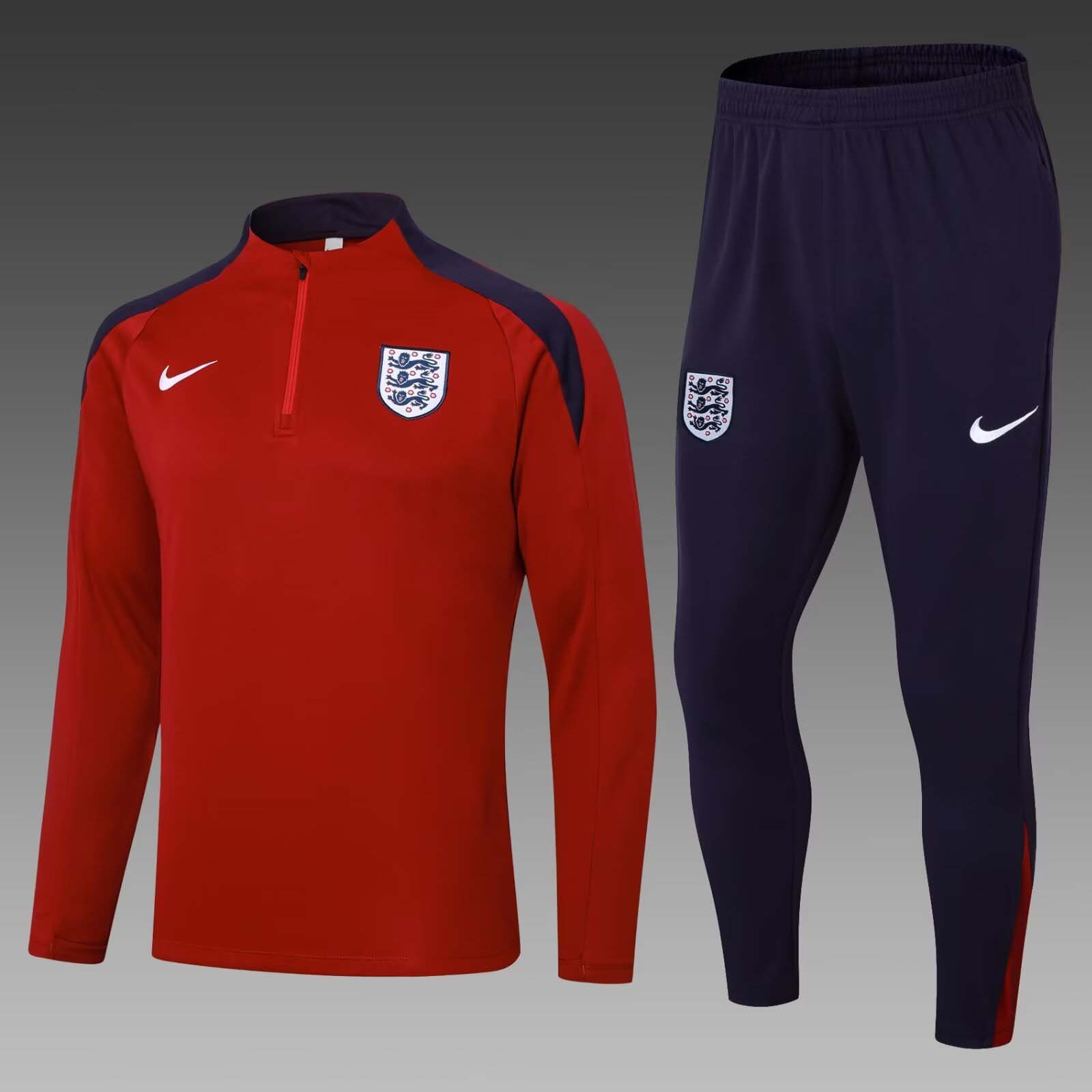 8052186a0a404e2cc40a84d954ea8216 2024 England Half-Pull Training Suit Date red Soccer Jersey Set - Image 1