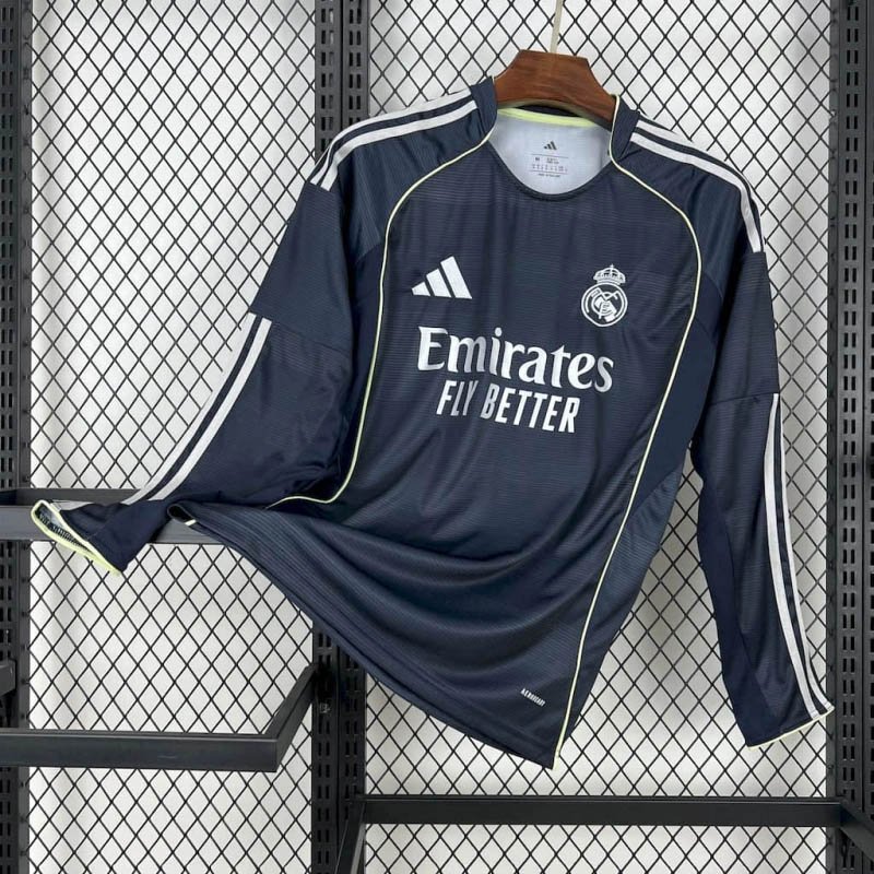 8410bce0ffc089e64520476dc4c8e7ab 2025/2026 Long Sleeve Real Madrid Away Football Shirt1:1 Thai Quality - Image 1