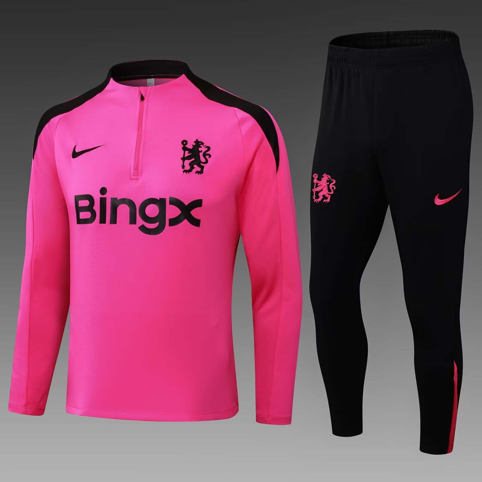 8aff4cad3cc8e3bd579b8a6cb57087c5 2024/2025 Chelsea Half-Pull Training Suit Pink Football Shirt 1:1 Thai Quality Set - Image 1