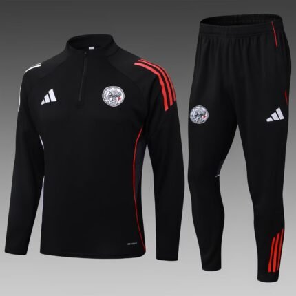 2025/2026 Ajax Half-Pull Training Suit Black Football Shirt 1:1 Thai Quality Set