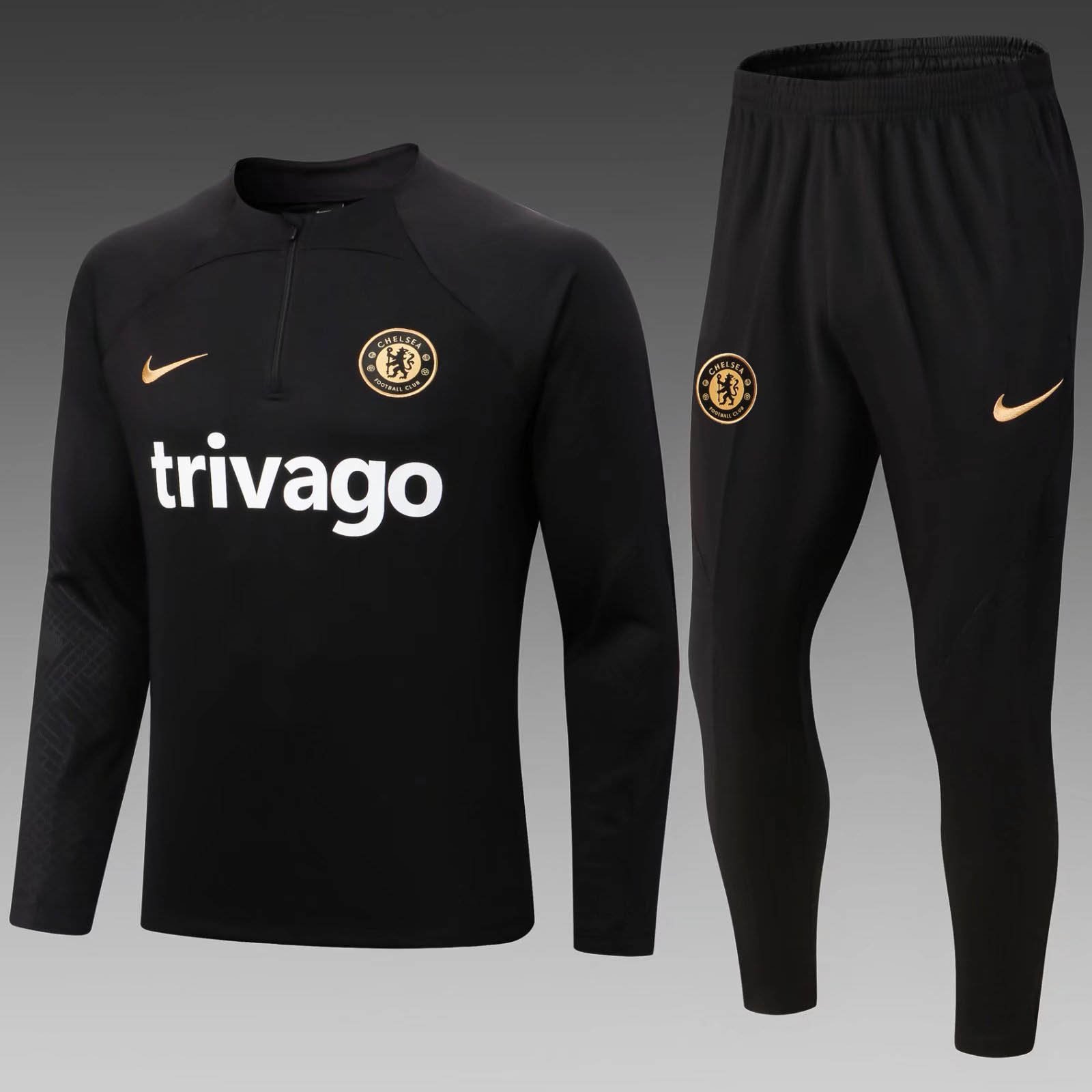 b1bad2d9cc482e29d76ffc187f390e6a 2022/2023 Chelsea Half-Pull Training Suit Black Football Shirt 1:1 Thai Quality Set - Image 1