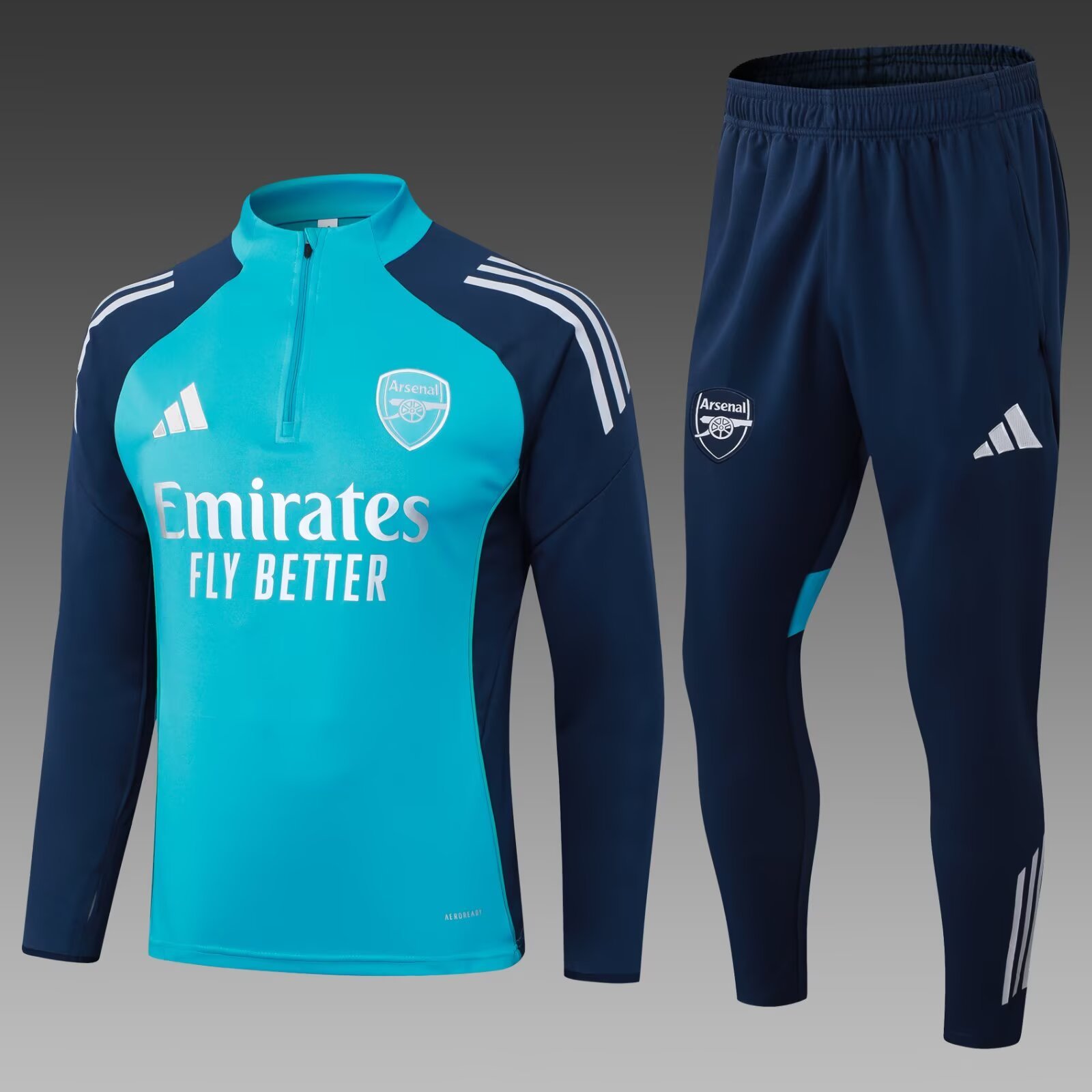 c7832ca1d4c511f0213e871310cfc0d2 2025/2026 Arsenal Half-Pull Training Suit Lake Blue Football Shirt 1:1 Thai Quality Set - Image 1