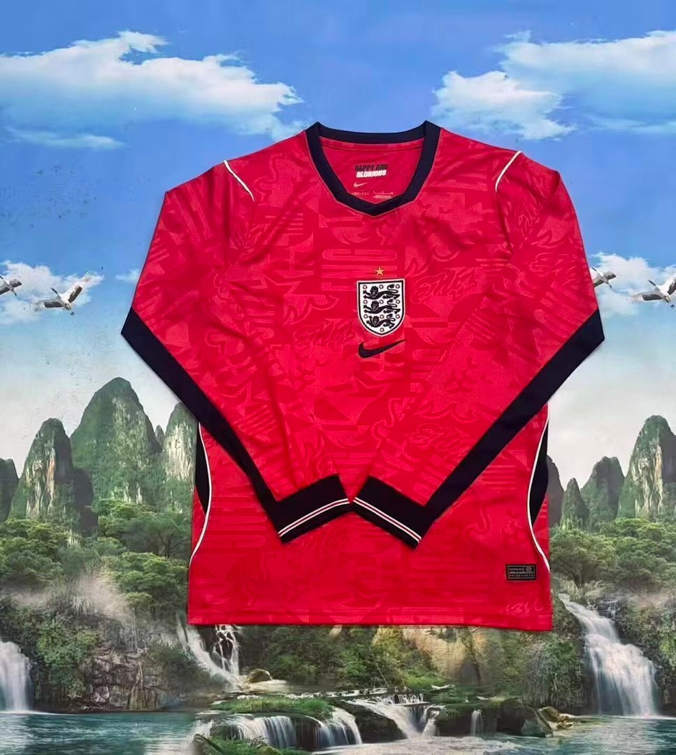 ccb74a97 2026-2027 England Away Red Long sleeves Soccer Jersey AAA - Image 1