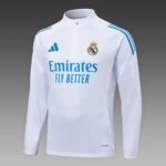2025/2026 Real Madrid Half-Pull Training Suit White Blue Pants Football Shirt 1:1 Thai Quality Set - Image 3