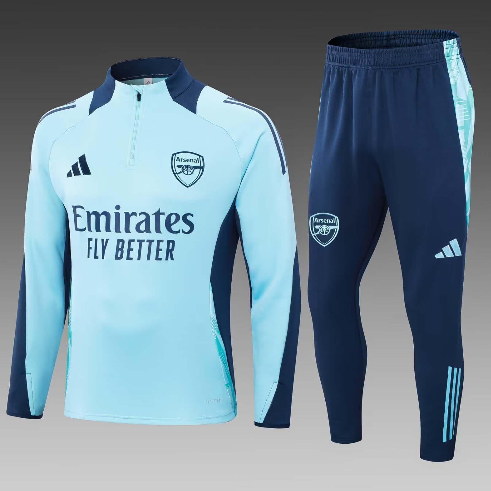 e8eb6c83b9a89c39668a31ae24e2ca89 2024/2025 Arsenal Half-Pull Training Suit Baby blue Football Shirt 1:1 Thai Quality Set - Image 1