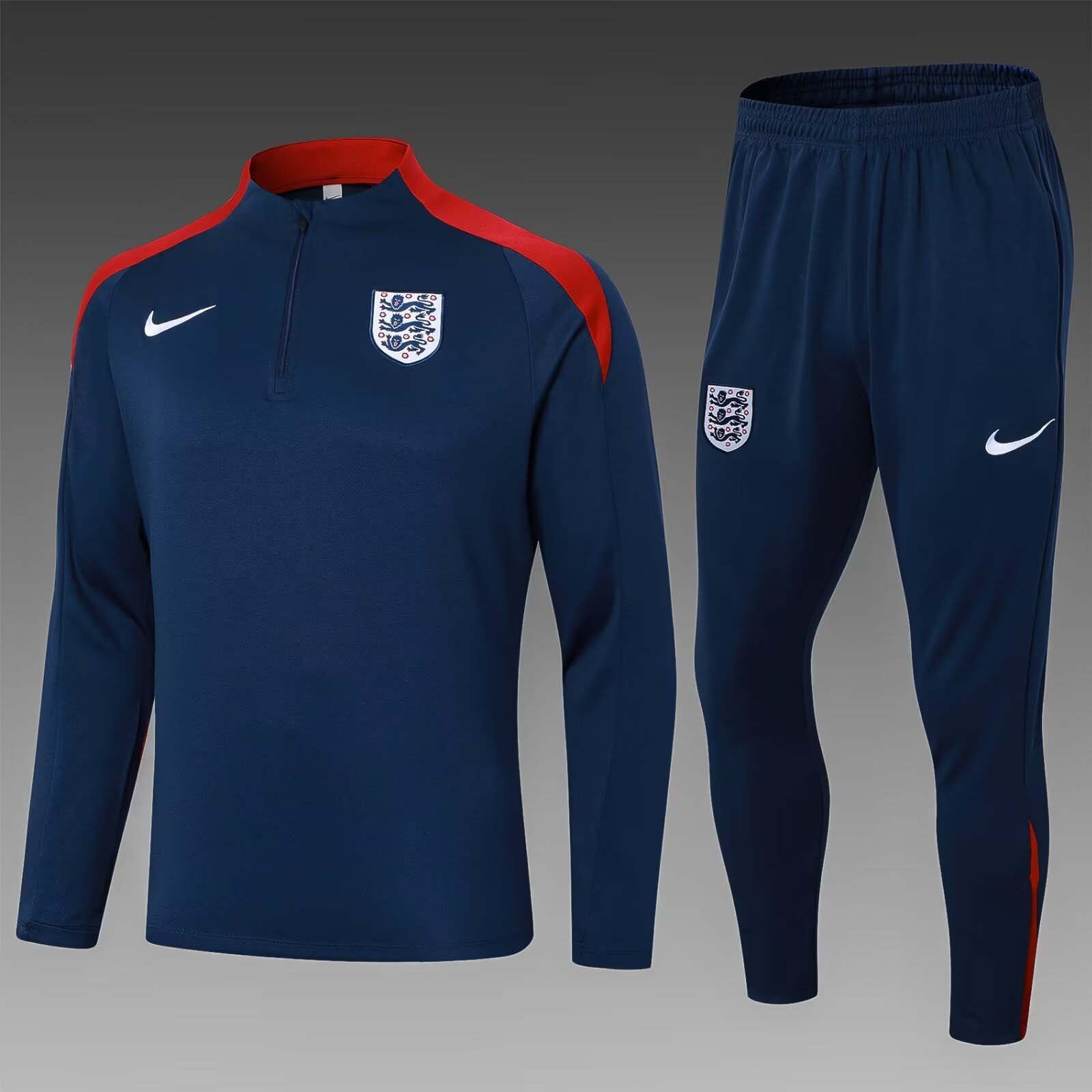 f330ae0d5d729344c5f4562a239f7a39 2024 England Half-Pull Training Suit Royal blue Soccer Jersey Set - Image 1