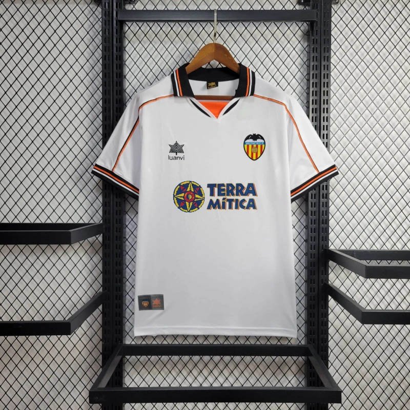 f967bcc6ee7c32dfcac576b1d309262f 1999/2000 Retro Valencia Home Football Shirt 1:1 Thai Quality - Image 1