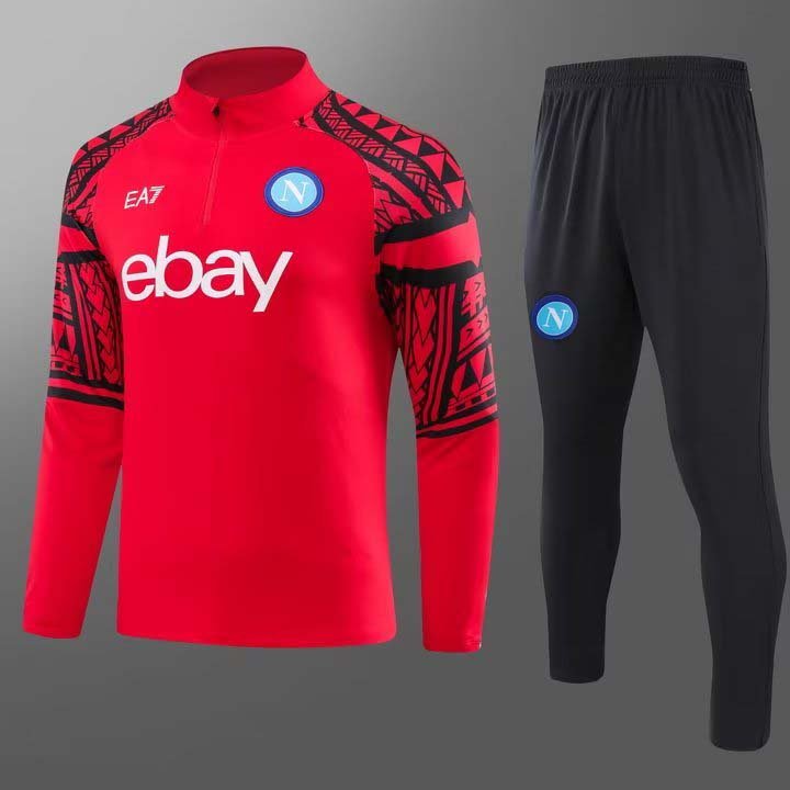 fde8deecf8b725cc5eaf6e81bcd29a11 2023-2024 Napoli Half-Pull Training Suit Red Football Shirt 1:1 Thai Quality Set - Image 1
