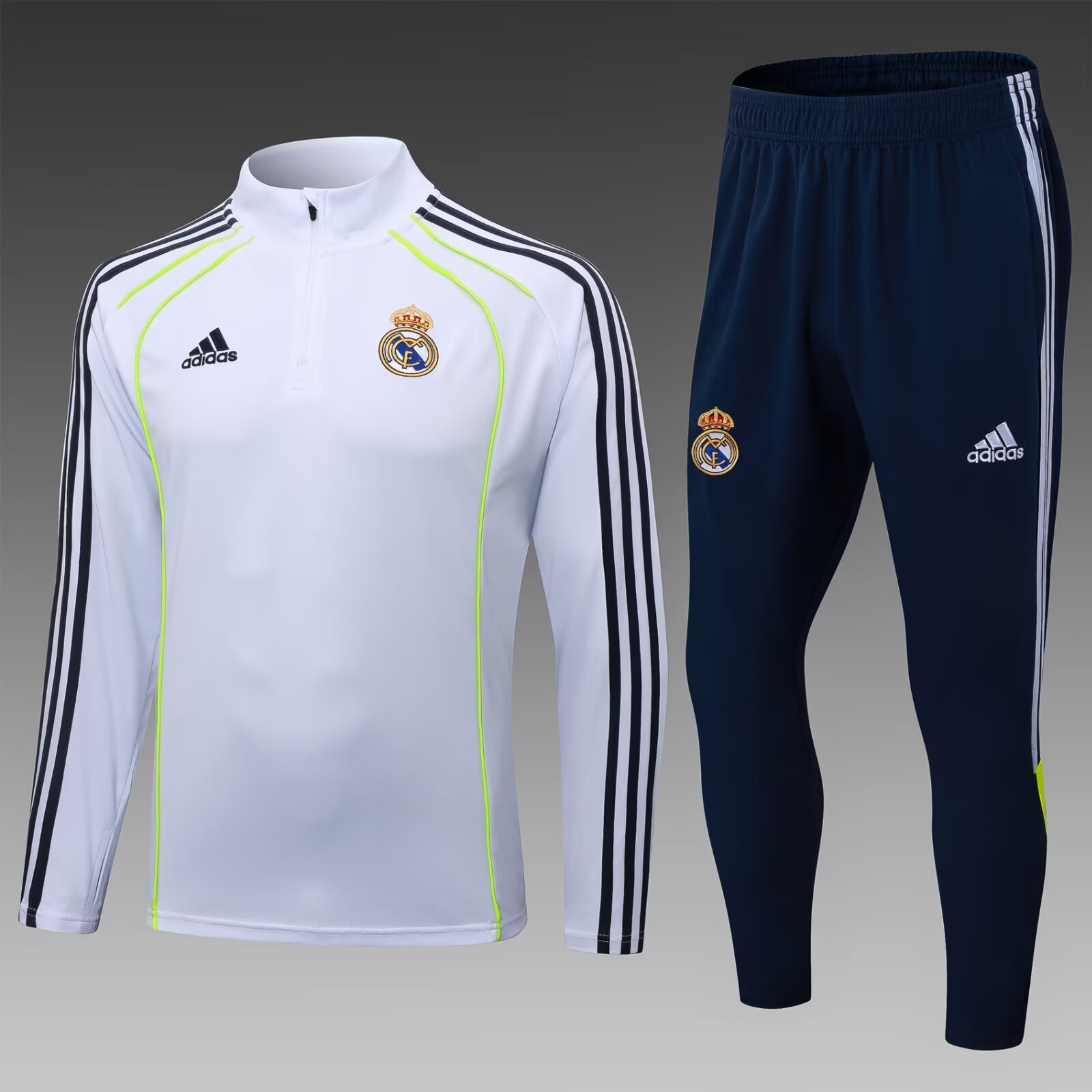 feab9917b28106734778df52f0a4c5e7 2025/2026 Real Madrid Half-Pull Training Suit White Football Shirt 1:1 Thai Quality Set - Image 1
