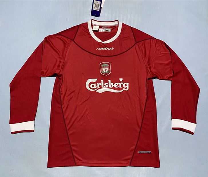 88EB8EB612C1B2A78E502A574D7745FA Retro Version 2002-04 Liverpool Home Red Long-sleeved Soccer Jersey AAA - Image 1