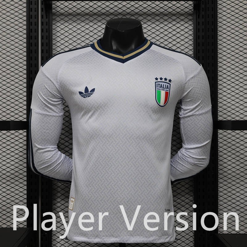 d027a21e Player Version 2026-2027 Italy Away White Long sleeves Soccer Jersey AAA - Image 1