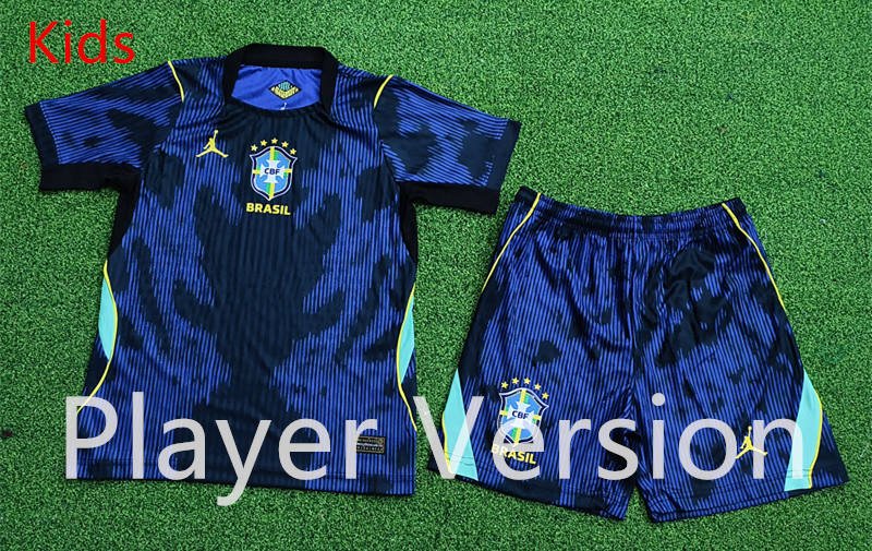 26863a54 Player version 2026-2027 Brazil Away Blue Kids/Youth Soccer Uniform - Image 1