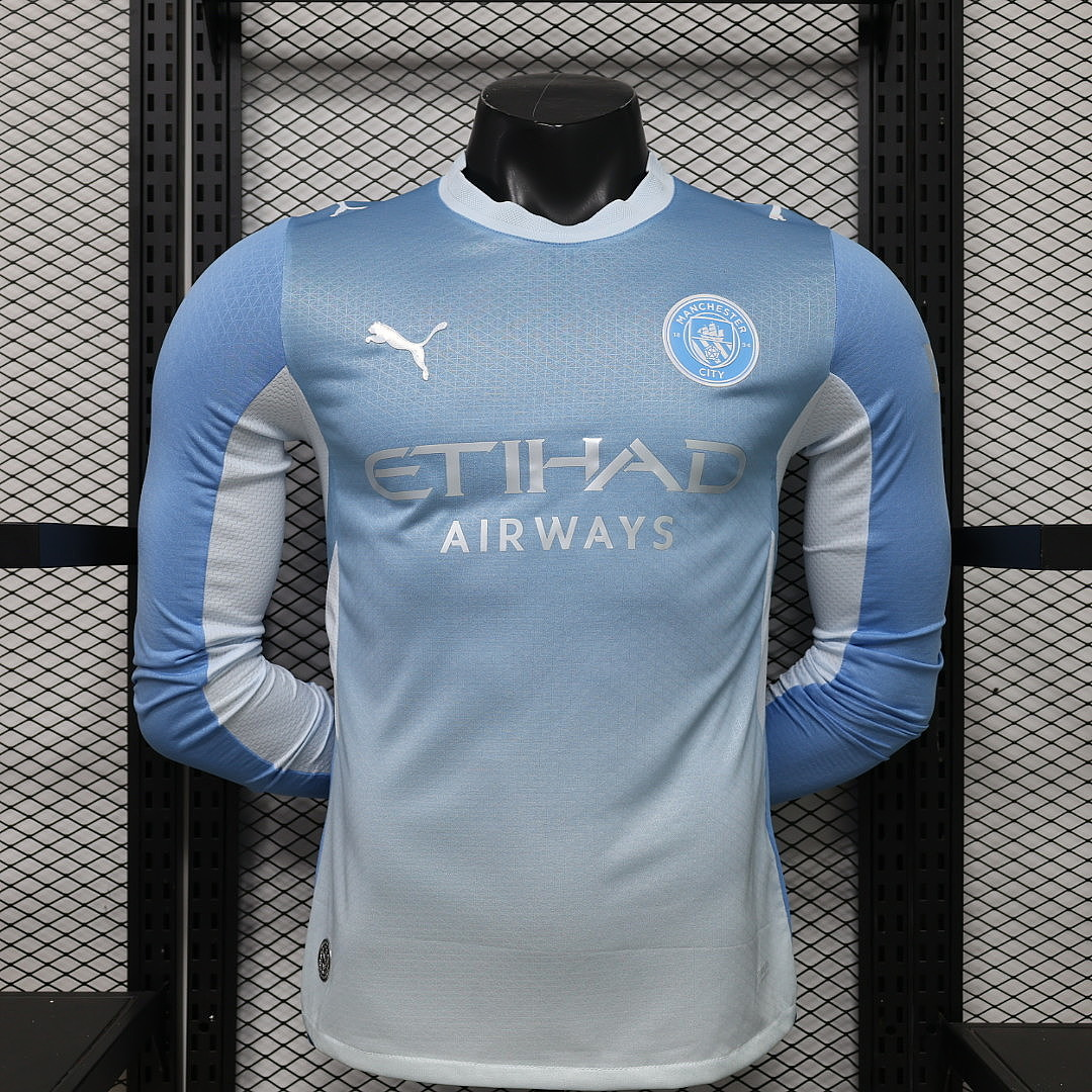 41EDBF4269B83945879F310FB117E78F Player version 26-27 Manchester City Home Blue Long-sleeved Soccer Jersey AAA - Image 1