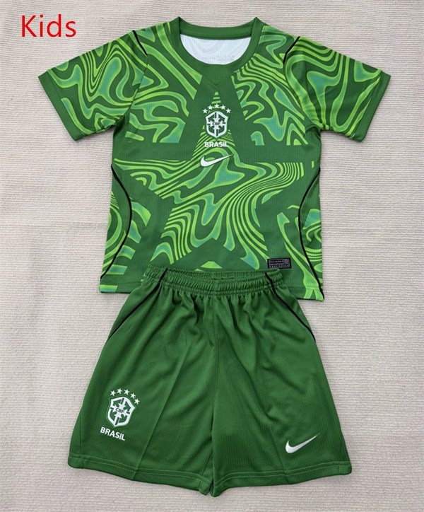 66D101BED2B60F25609265A130C76E5D 2026-2027 Brazil goalkeeper Green Kids/Youth Soccer Uniform - Image 1