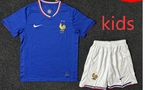 725 2024-25 France Home Blue Kids/Youth Soccer Uniform - Image 1