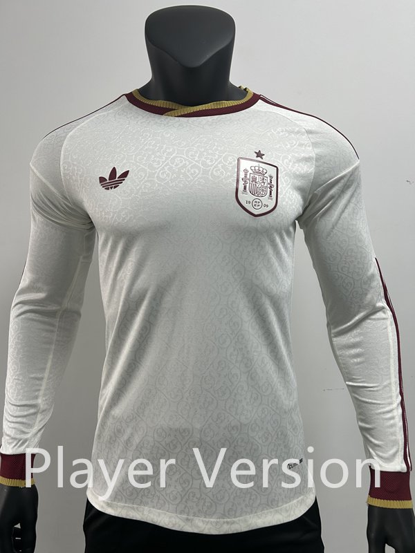8691cb70 Player Version 2026-2027 Spain Away White Long sleeves Soccer Jersey AAA - Image 1