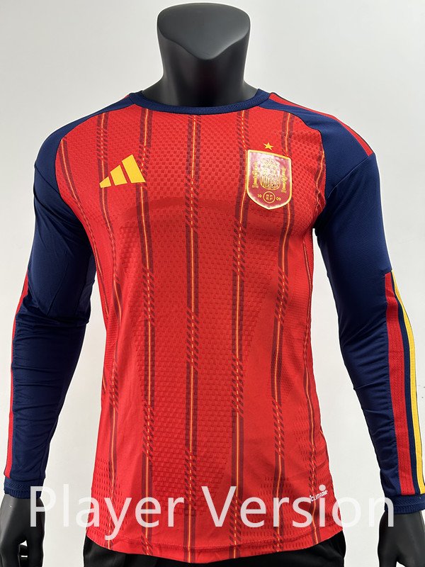 9ae89e8a Player Version 2026-2027 Spain Home Red Long sleeves Soccer Jersey AAA - Image 1
