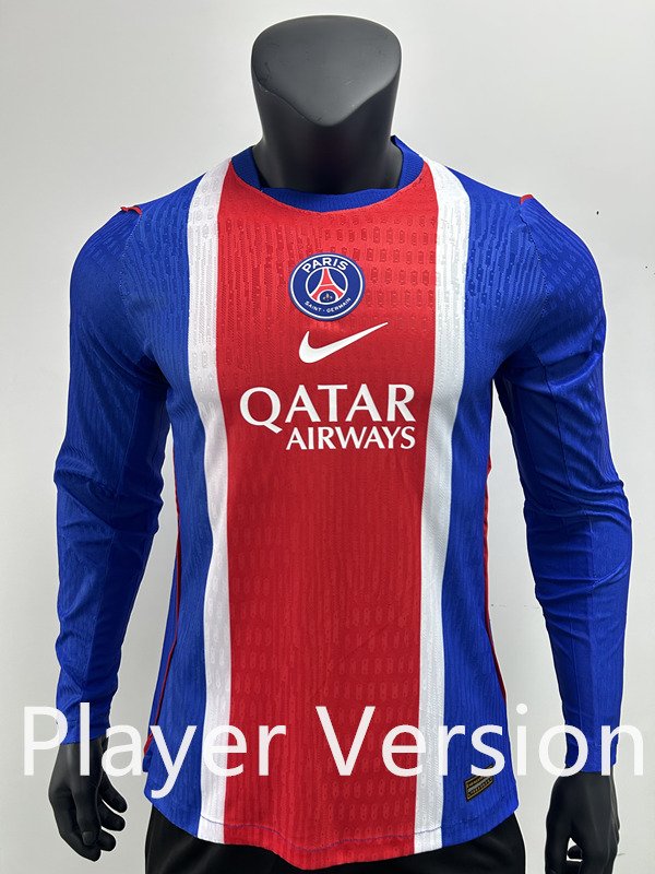 ED40C8F4C62761BA4DF8EFF8078B59DE Player version 2026-27 Paris Saint-Germain Home Red Blue LS Soccer Jersey AAA - Image 1