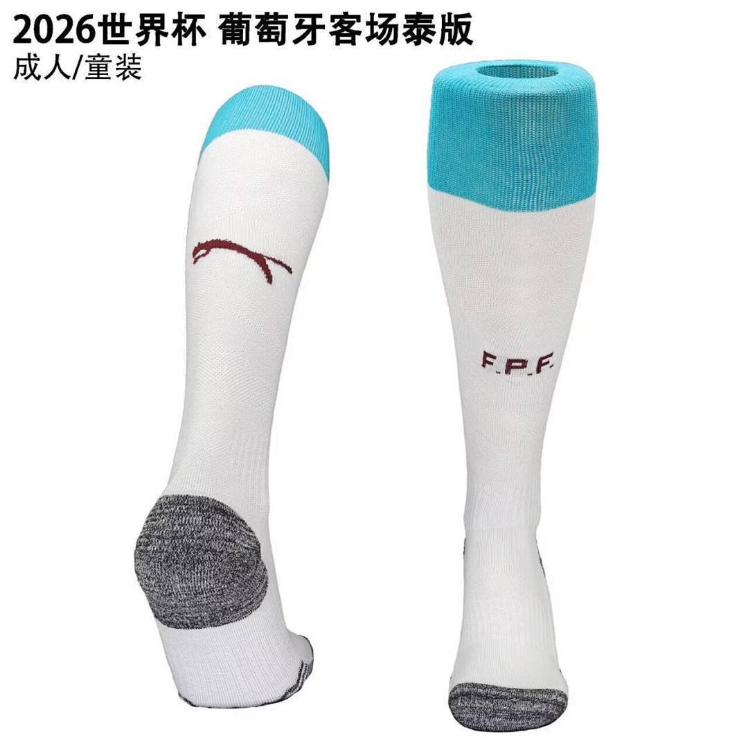 IMG_1065 2026-27 Portugal Away White Soccer kids Socks - Image 1