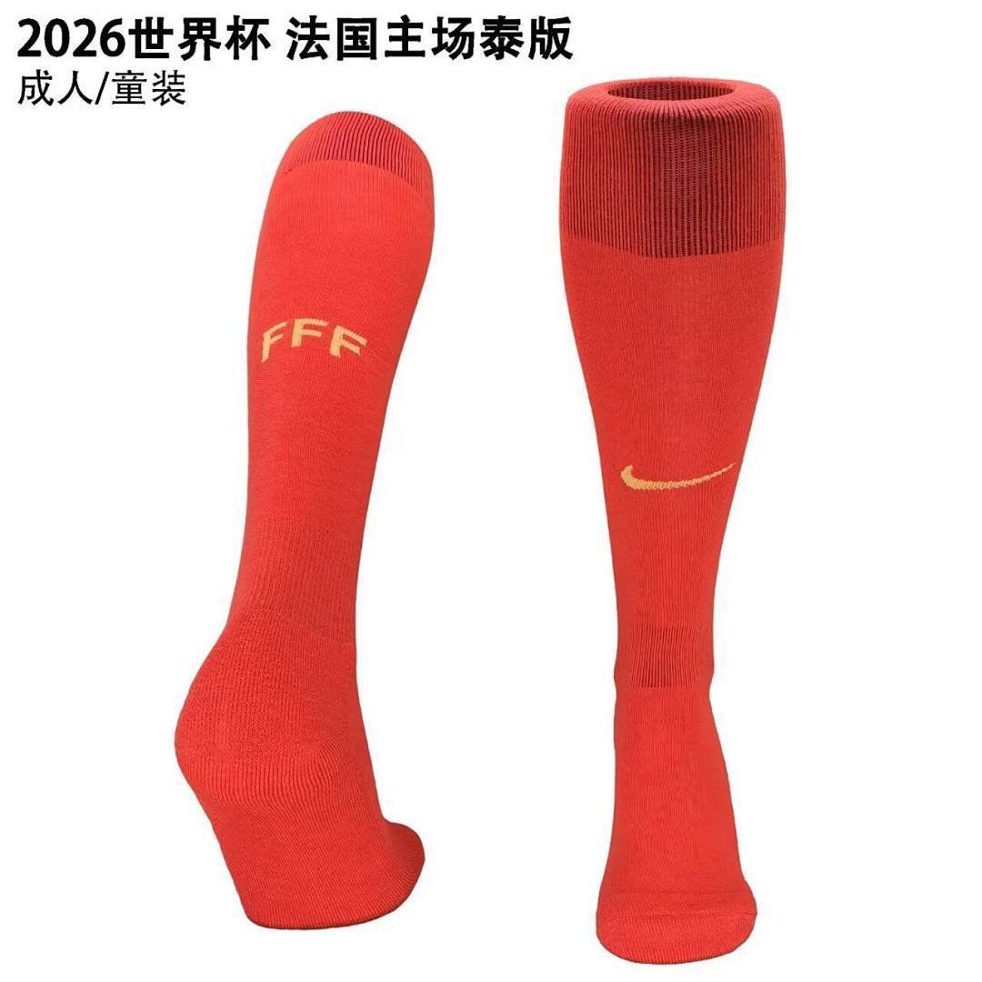IMG_1066 2026-27 France Home Red Soccer kids Socks - Image 1