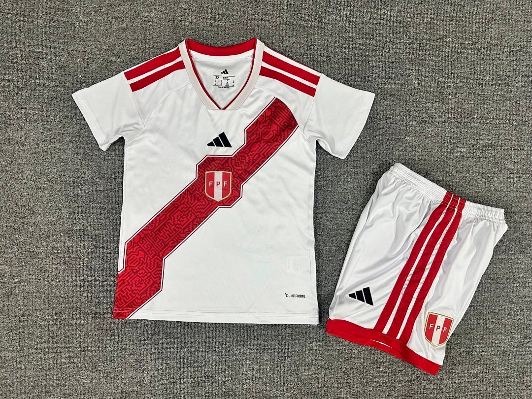 IMG_1133 2026-2027 Peru Home White Red kids/youth Soccer uniform - Image 1