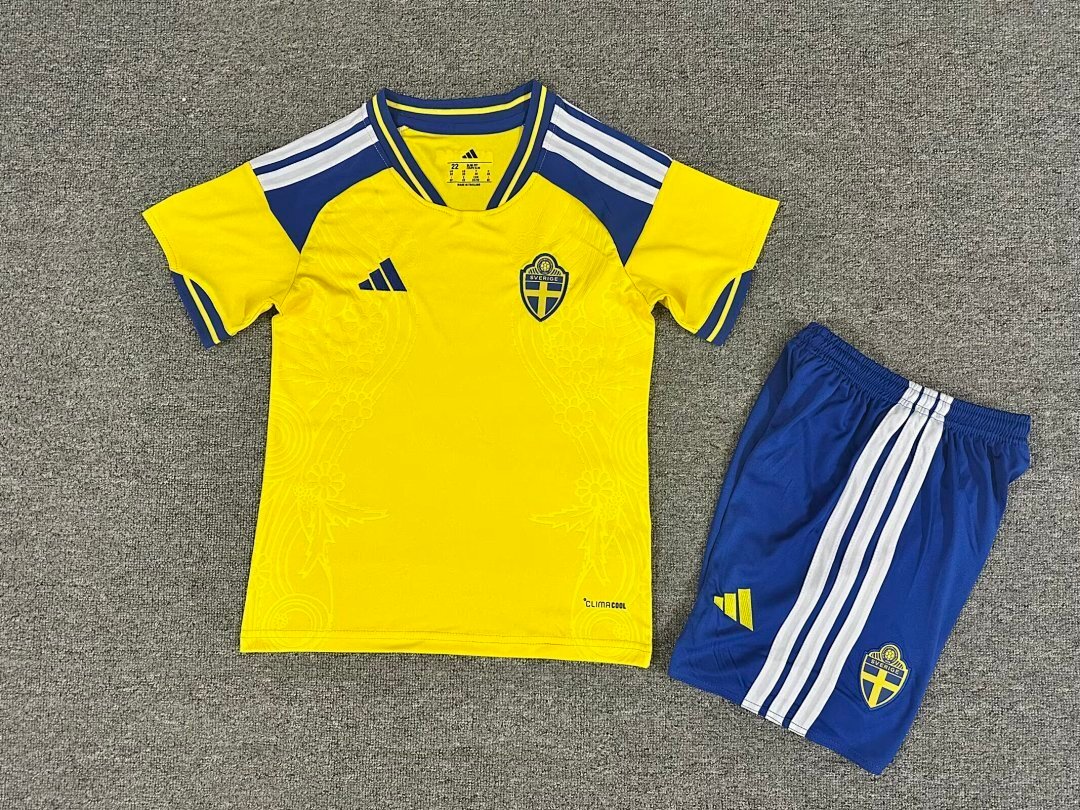 IMG_2370 2026-2027 Sweden Home Yellow Kids/Youth Soccer Uniform - Image 1