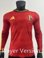 Player Version 2026-2027 Belgium Home Red Long sleeves Soccer Jersey AAA