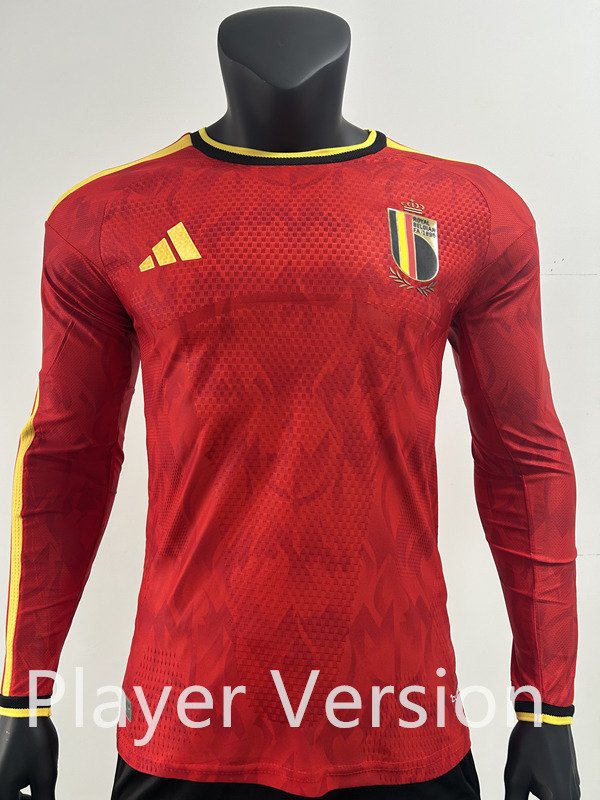 a9ad537d Player Version 2026-2027 Belgium Home Red Long sleeves Soccer Jersey AAA - Image 1