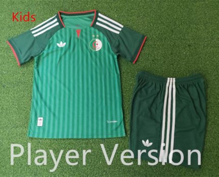 Player version 2026-2027 Algeria Home Green Kids/Youth Soccer Uniform