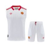 2026-27 Retro version Manchester United White  Red Vest Soccer Uniform
