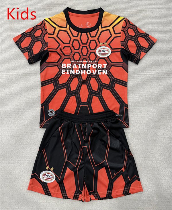 1e159358 2026-2027 Eindhoven Goalkeeper Black Orange kids/youth Soccer uniform - Image 1