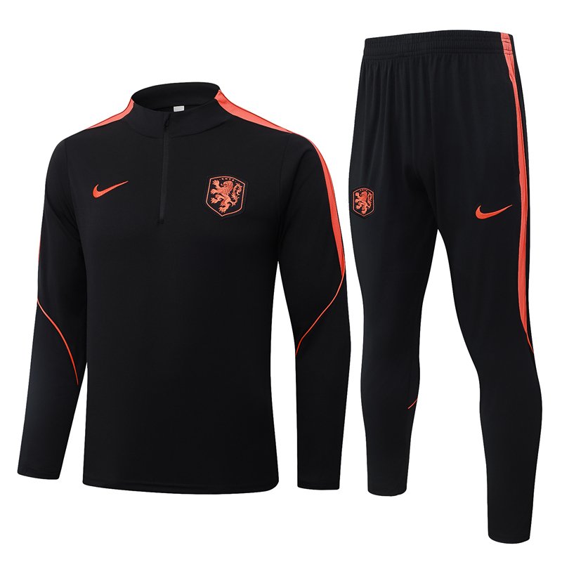 51ea2192 2026-27 Netherlands Black Soccer Tracksuit Uniform - Image 1