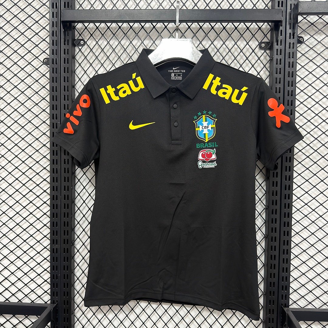 83715408 2026-2027 Brazil Black Soccer Polo Jersey AAA - Image 1