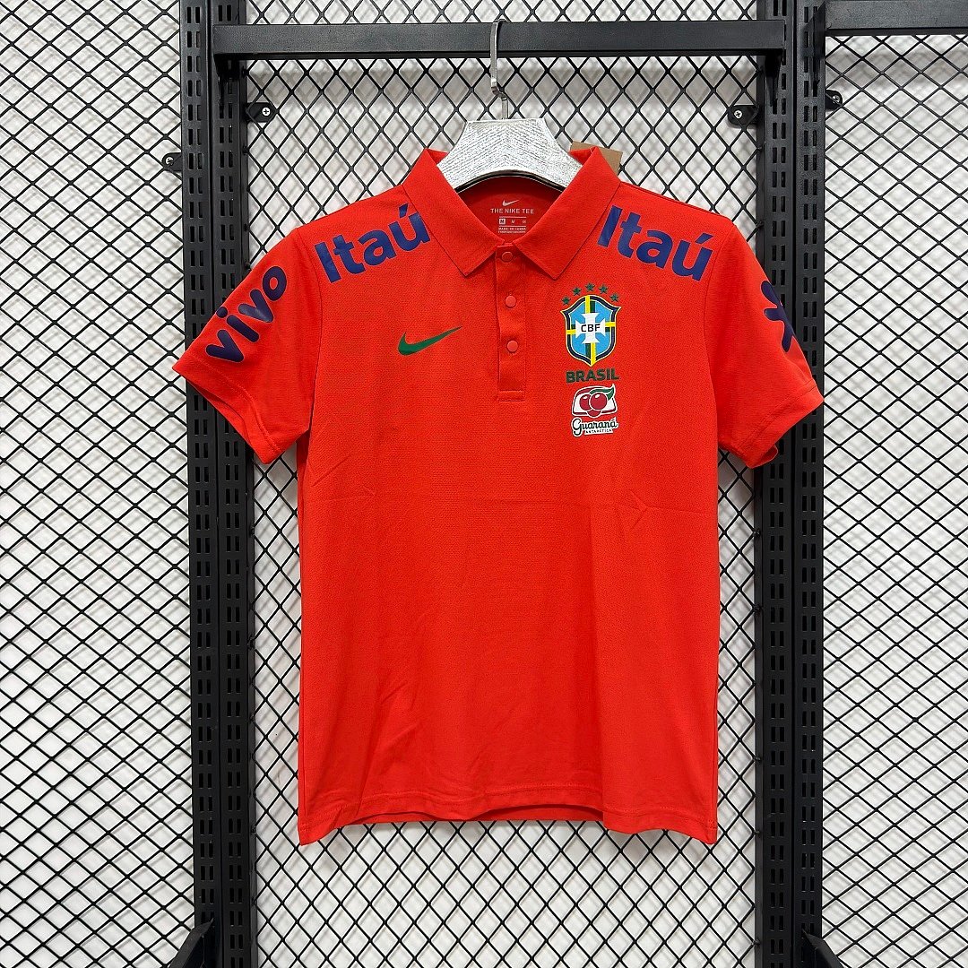 83c38f01 2026-2027 Brazil Red Soccer Polo Jersey AAA - Image 1