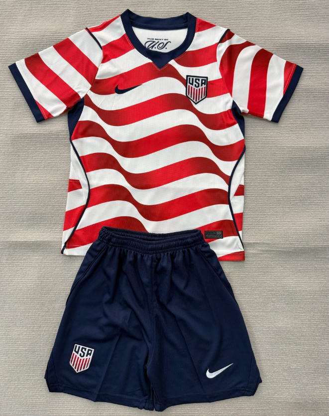 CE1AA2EBC24512F224ACBBC6149B39F3 2026-2027 USA Home Red White kids/youth Soccer uniform - Image 1