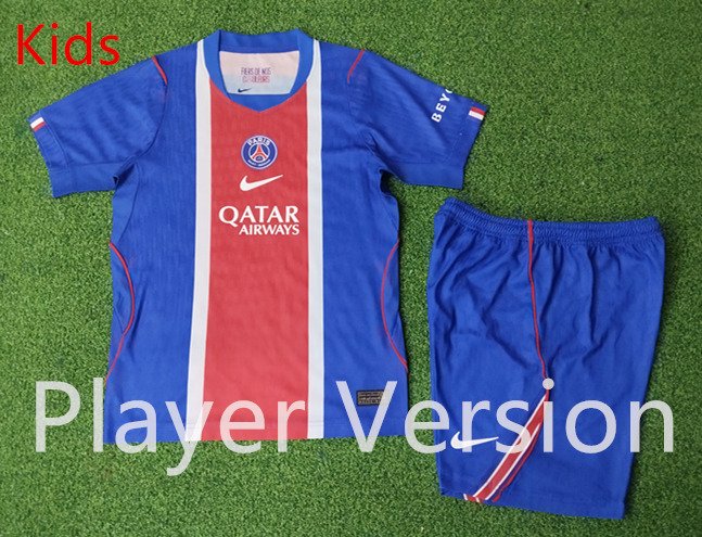 IMG_3511 Player version 2026-2027 Paris Home Blue Red Kids Soccer uniform - Image 1